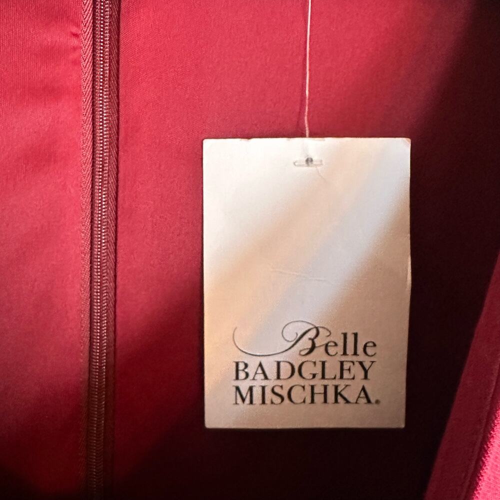 Belle Badgley Mischk  Burgundy Scoop Neck Pleated Fit & Flare Dress Size 8 NWT - Picture 4 of 5